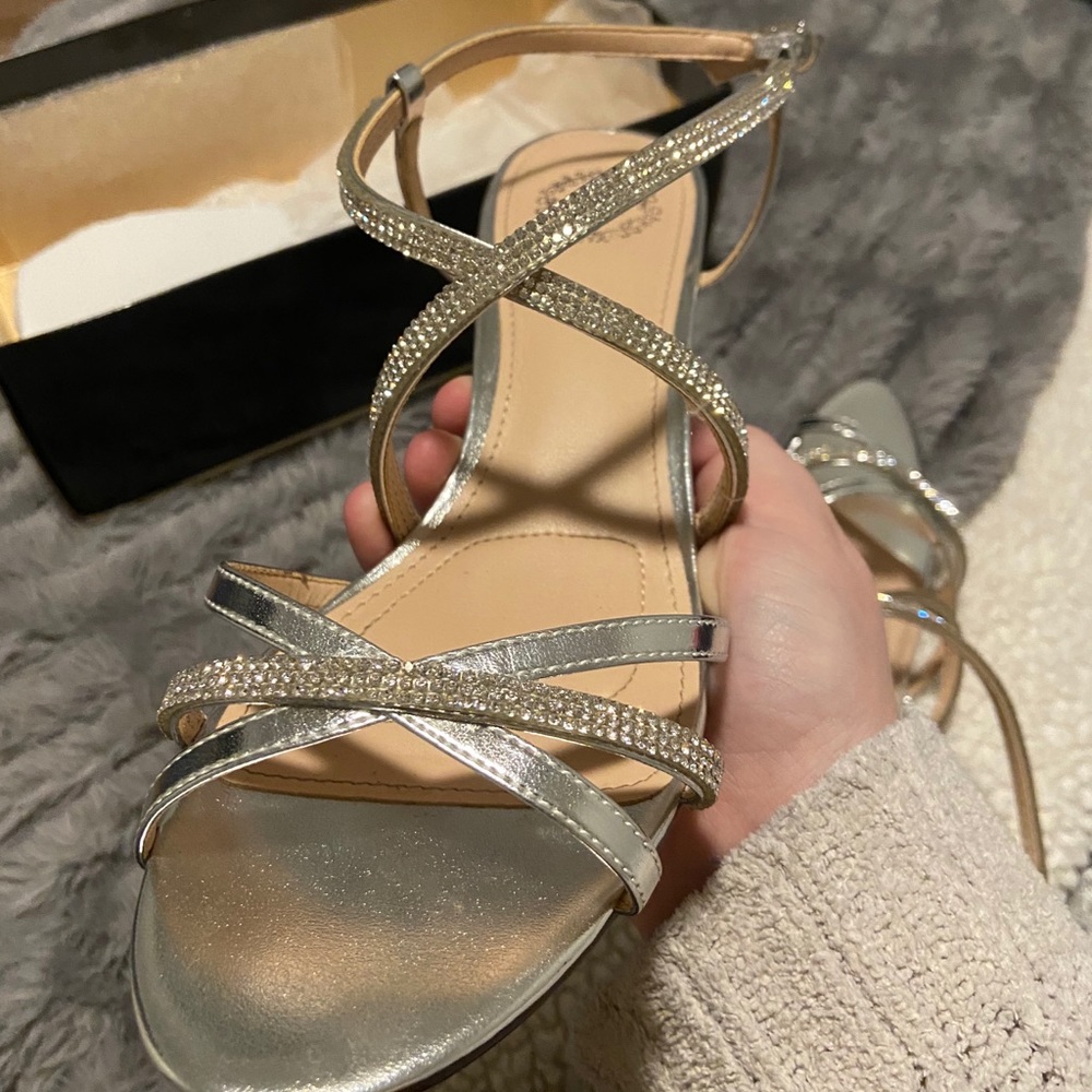 Silver formal dress shoes